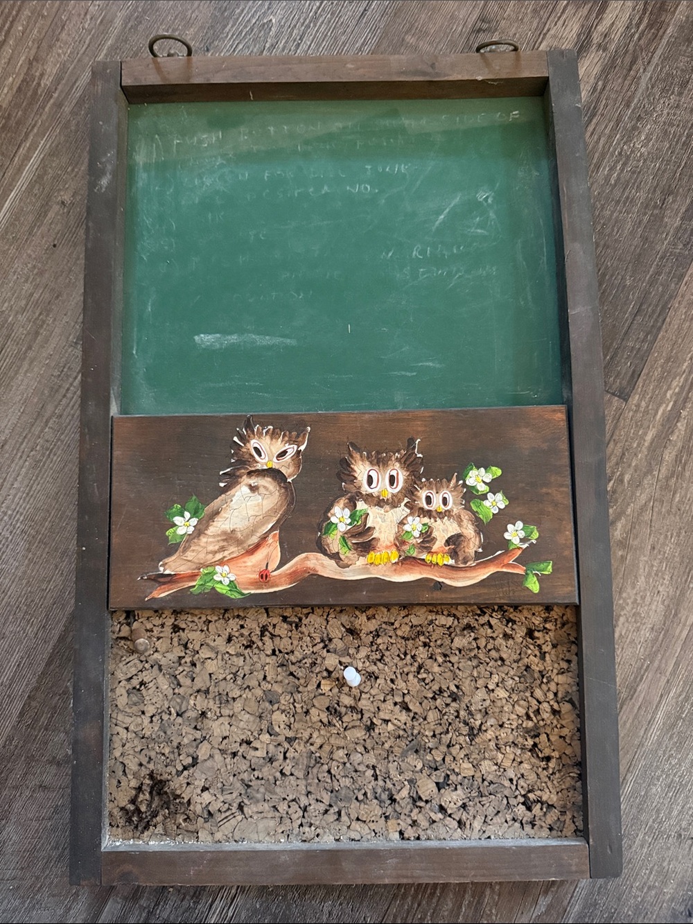 Hand-Painted Owl Chalkboard Wall Decor in Green and Brown